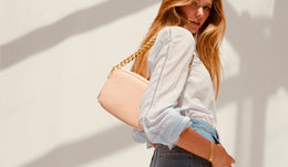 Pale Pink Leather Crossbody Bag With Pale Pink Leopard Strap
